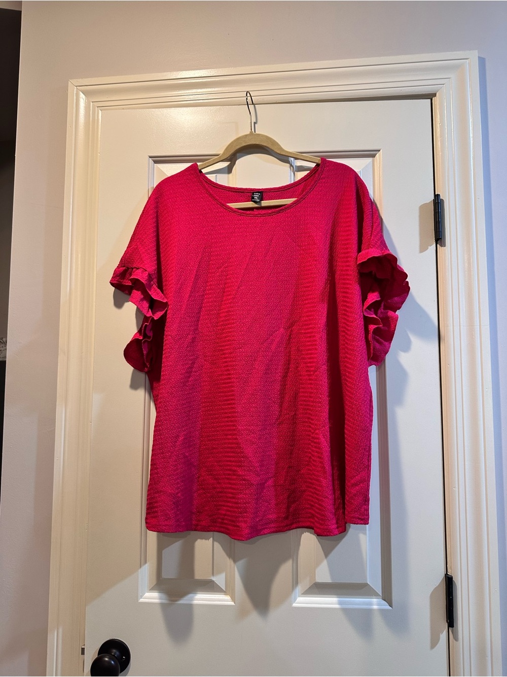 SHEIN Hot Pink Ruffle Sleeve Blouse